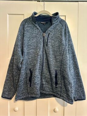 Swiss Tech Men's Heather Navy Blue Full-Zip Knit Jacket